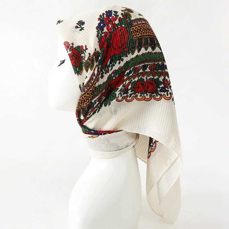 70X70CM high-quality square fashionable scarf with floral cotton Banda womens scarf and headscarf accessories X250324