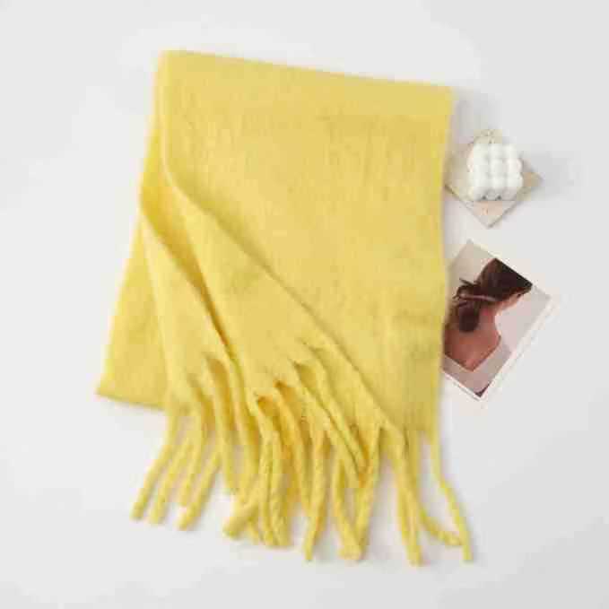 K216 Cross-border popular all-match mohair solid color scarf for women winter thickened simple warm enlarged shawl neck wholesale