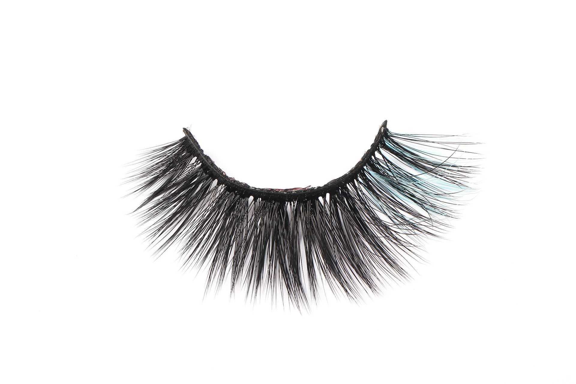 Mixed color black with color false eyelashes thick and curly exaggerated stage creative makeup W250324