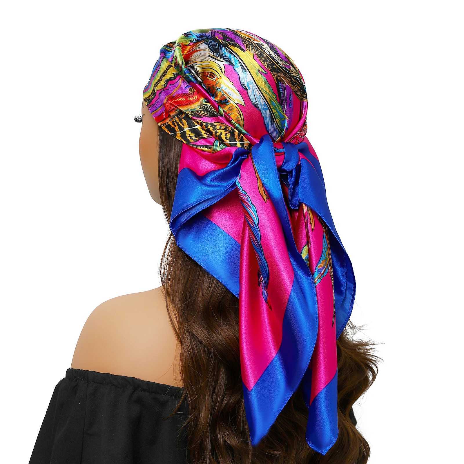 90cm silk satin headscarf square scarf Wen luxury print elegant hair handbag Foard Shawl packaging neck tie Kerchief Bandana X250324