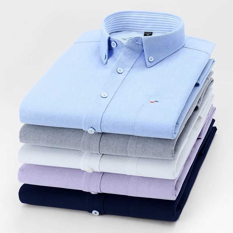 100% pure cotton Oxford mens solid color mens casual shirt high-quality long sleeved social shirt mens button up business shirt X250324