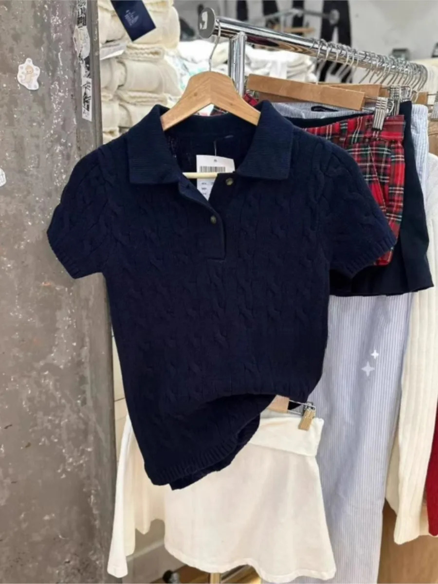 Sweet Solid Knitted T-shirt Shorts Set Women Short Sleeve TeeStraight Sweatshorts Casual Preppy Style Home Pajama 2 Piece Sets 250322