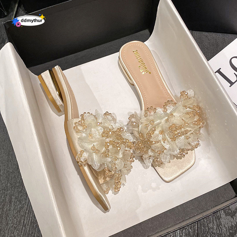 88-15 Chinese thick women in the summer of 2024, new style for external wear, stunning low heel women's one line sandals ddmythur