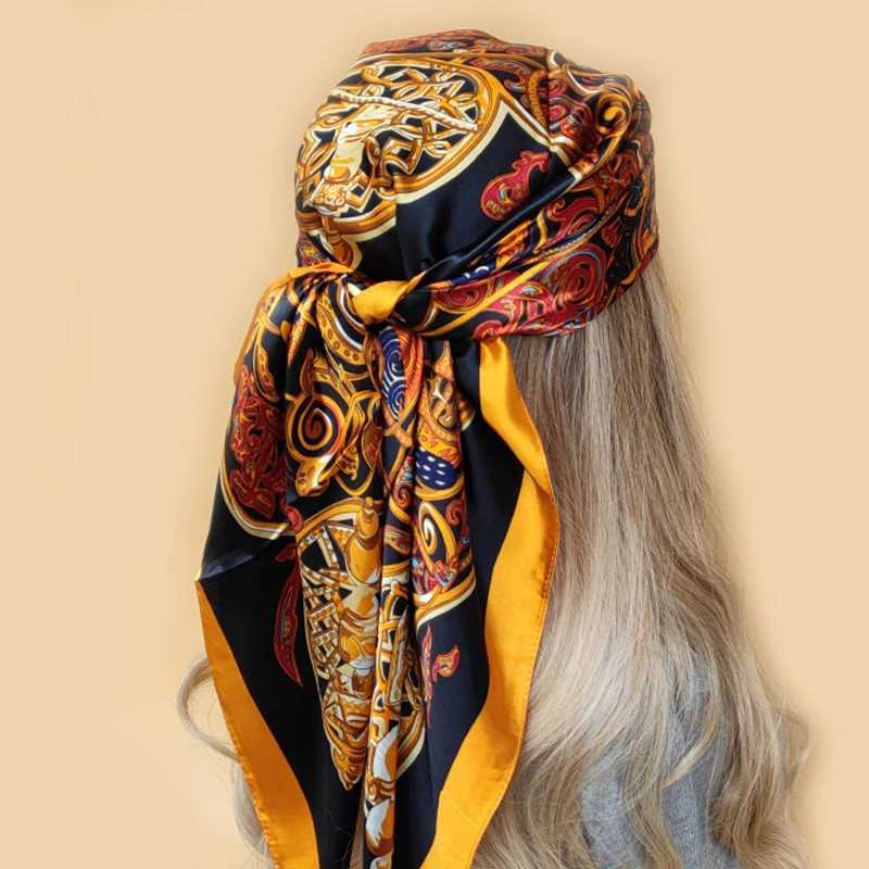 Fashion Beach Sunscreen Bandan Popar Square Travel Shawl 2022 Four Seasons New Silk Scarf Luxury Printing 90X90CM Kerchief X250324