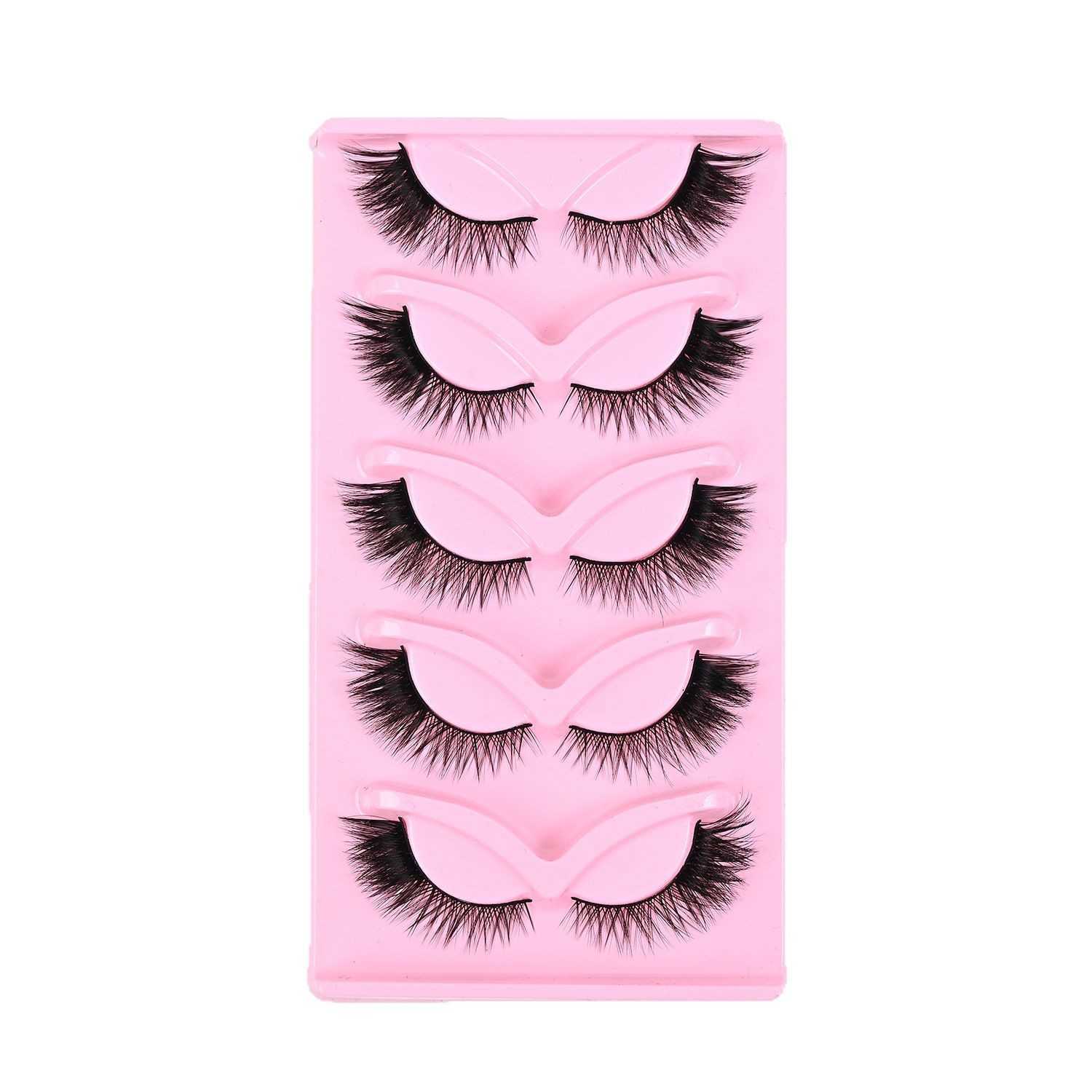 Russian Thick Eyelash 5-Pair Set Big Curve Natural Eyelash Half Eyelash False Eyelash Fox Style Slant Fly W250324