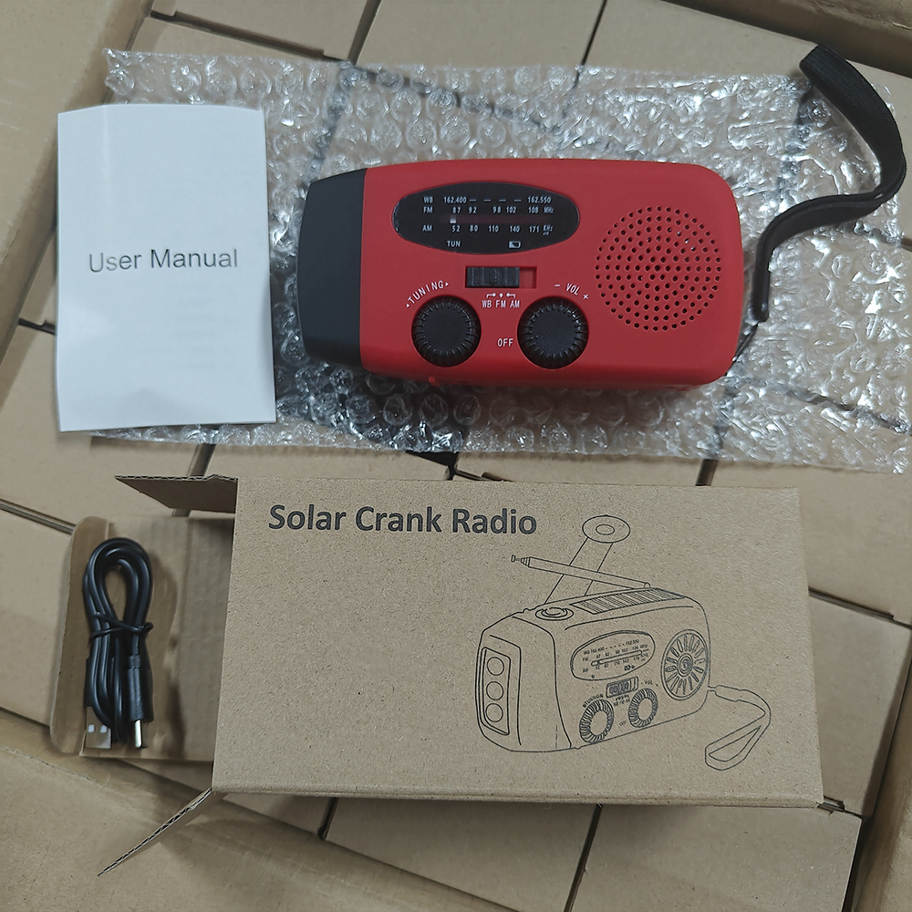 AM/FM/WB Solar Radio Emergency Solar Hand Crank Powerful 3 LED Flashlight Electric Torch Dynamo Bright Lighting Lamp