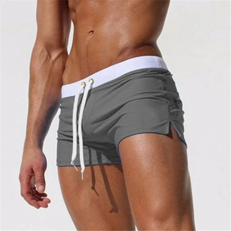 Mens Swimsuit 10 Color Back Pocket n Quickdrying Beach Boxer Shorts Summer Swimming Trunks 250321