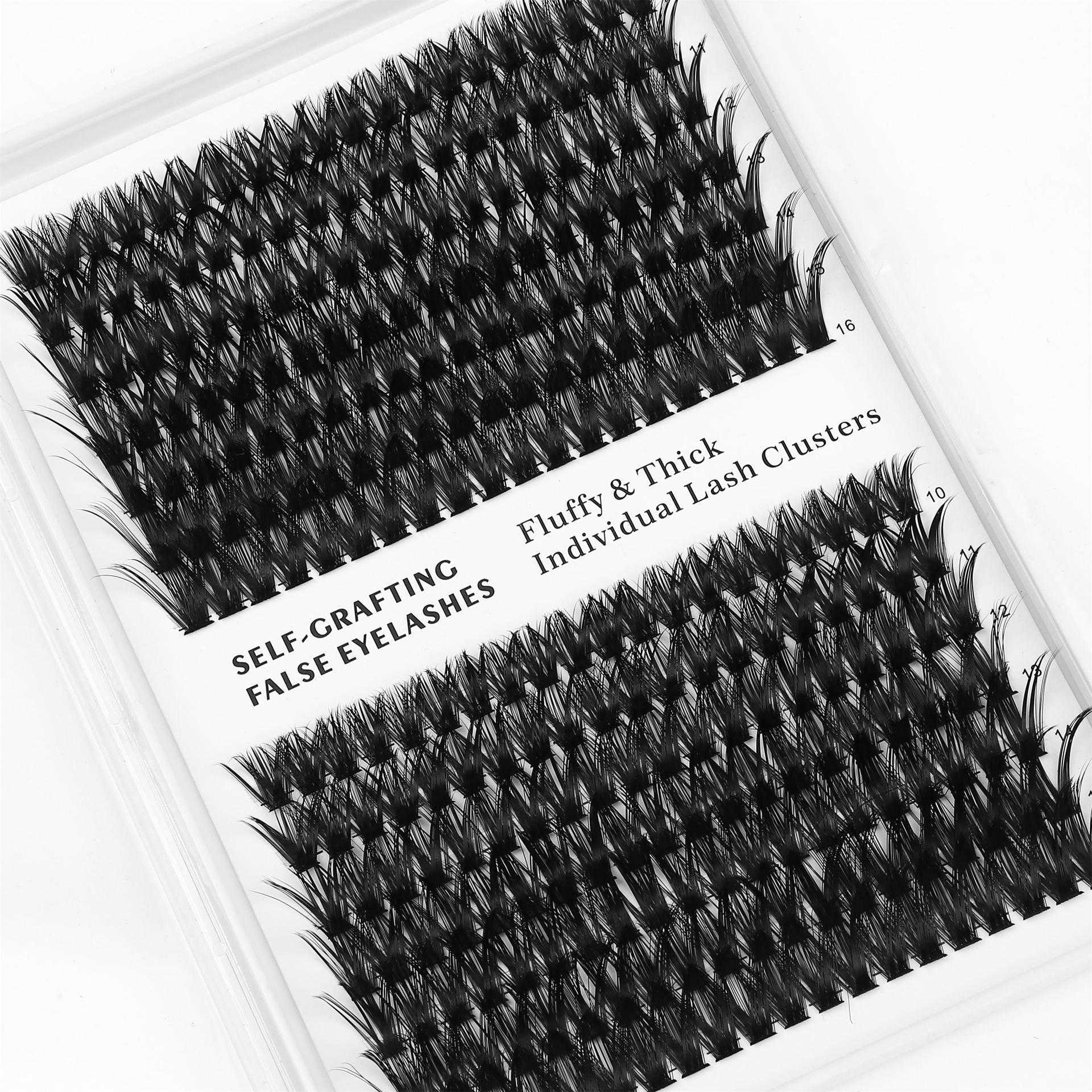 60D Hot Melt Fleece Segmented False Eyelash 14 Rows Natural Grafting Single Cluster Eyelash Curling Self Adhesive Eyelash W250324