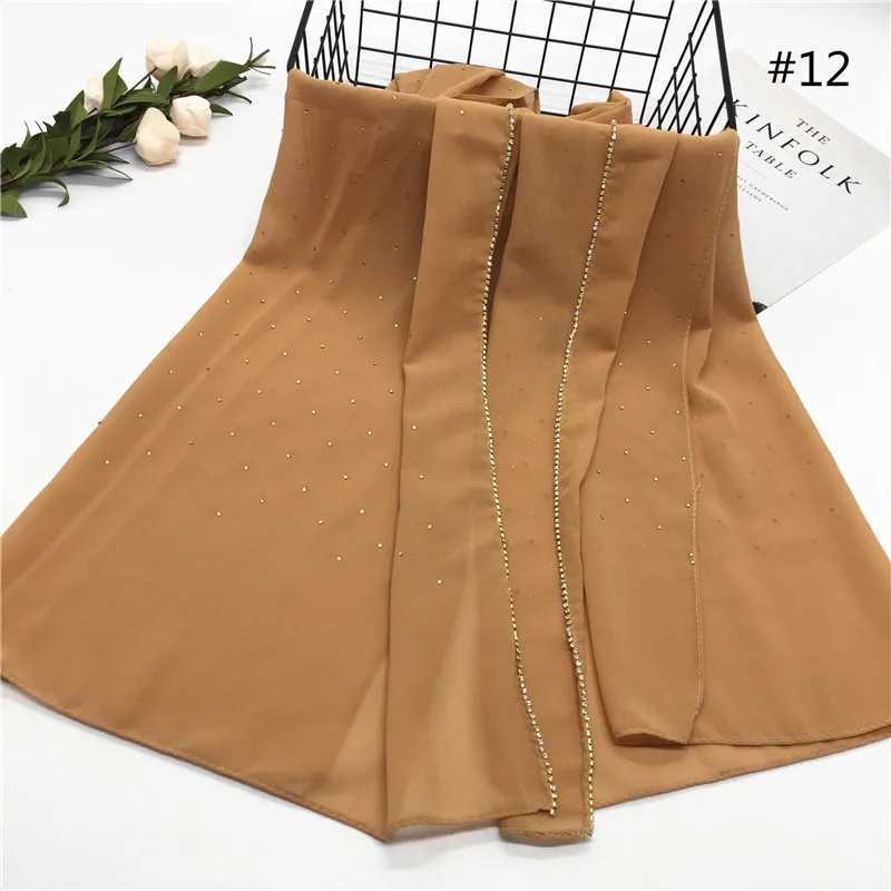 Lain pearl bubble chiffon diamond rhinestone shawl high-quality shimmer beaded band packaging foam Muslim scarf Sjaal X2503241
