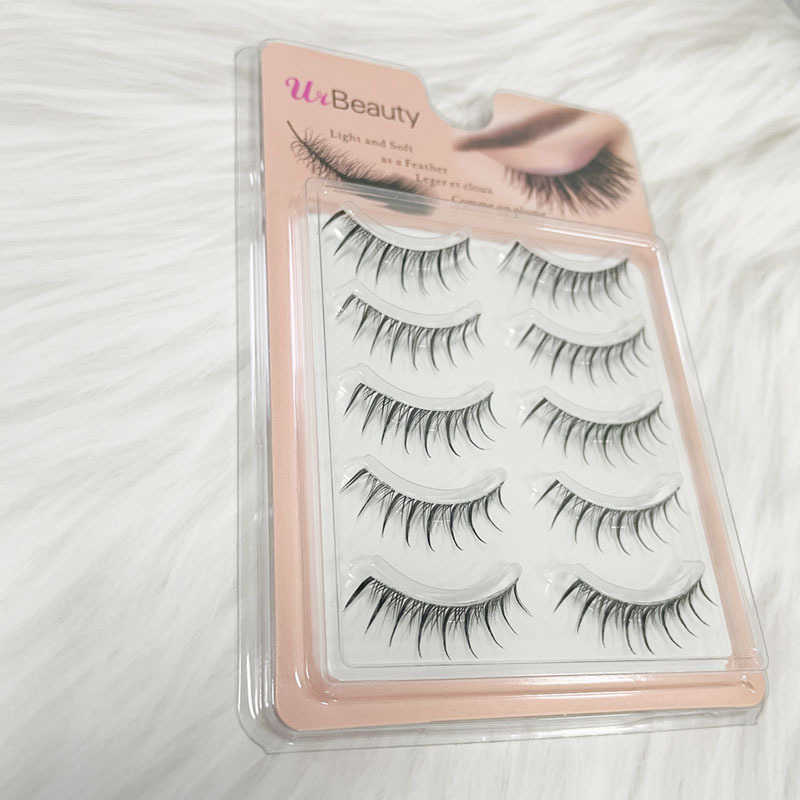 Little Devil False Eyelash Natural Simulation Big Eyelash Transparent Stem Five Pair Set Eyelash W250324