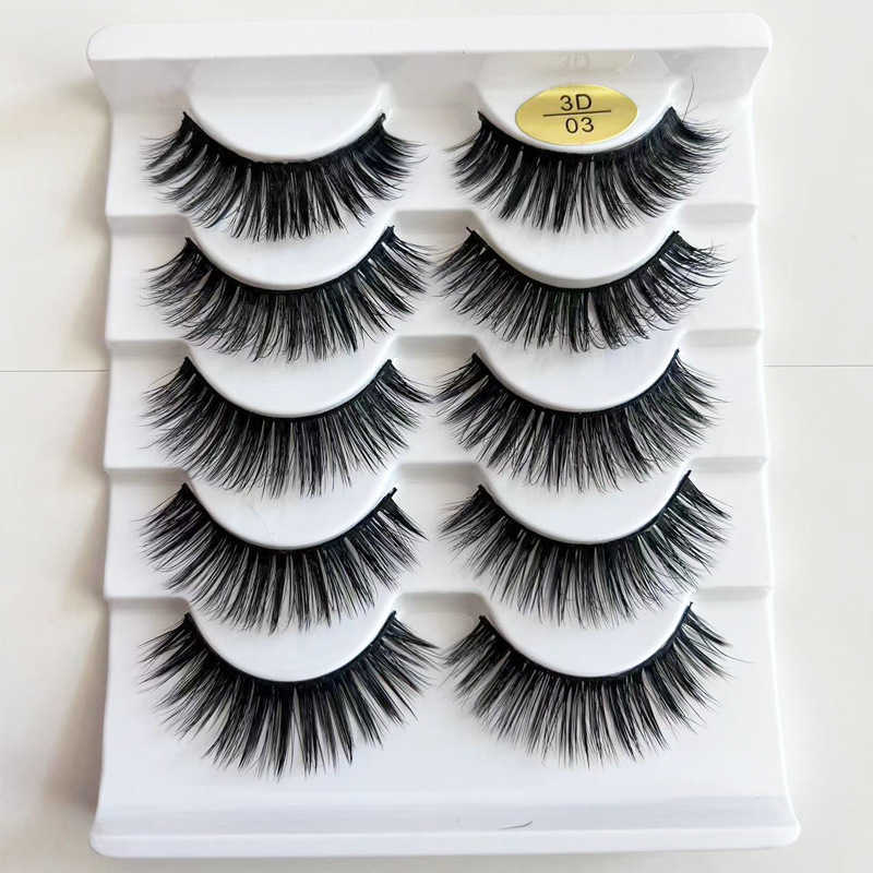 5-Pair 3D False Eyelash Natural Thickening 3D Multi Layer Hard Meme Stage Exaggerated False Eyelash W250324