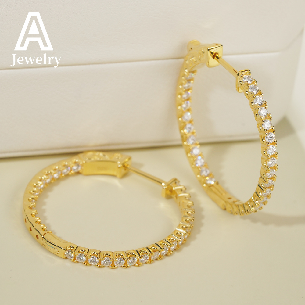 925 silver Europe and the United States new round Moissamite earrings hip hop simple personality earrings for men and women