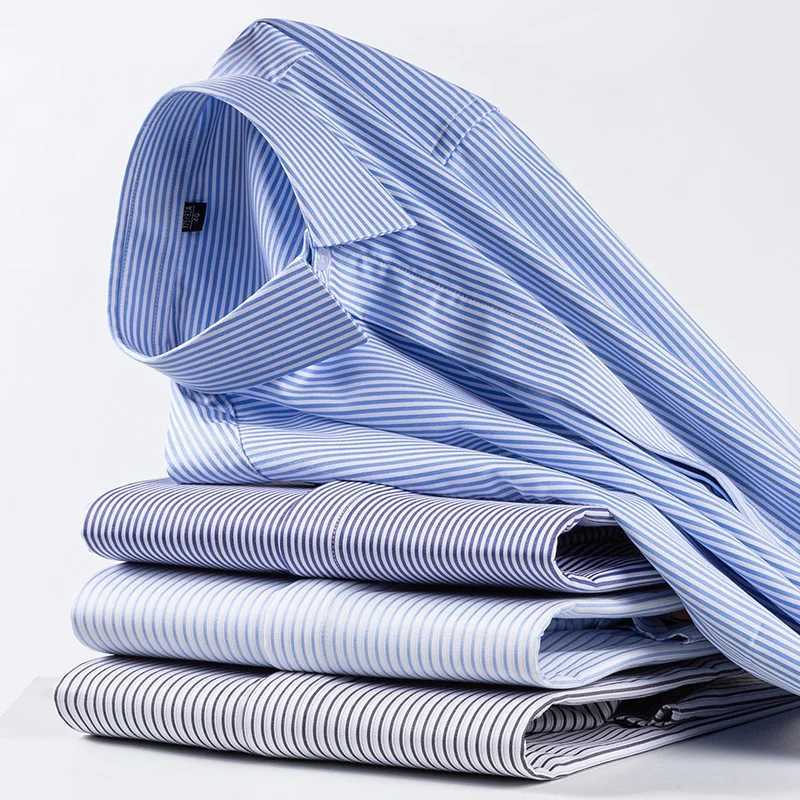 New elastic wrinkle resistant mens shirt made of molded cotton soft and comfortable for business and social occasions. Office wear simple care classic