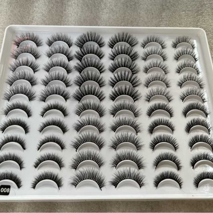 Thirty pairs of hot selling fluffy styles thick faux mink fur explosive fur styles curled and messy eyelashes W250324