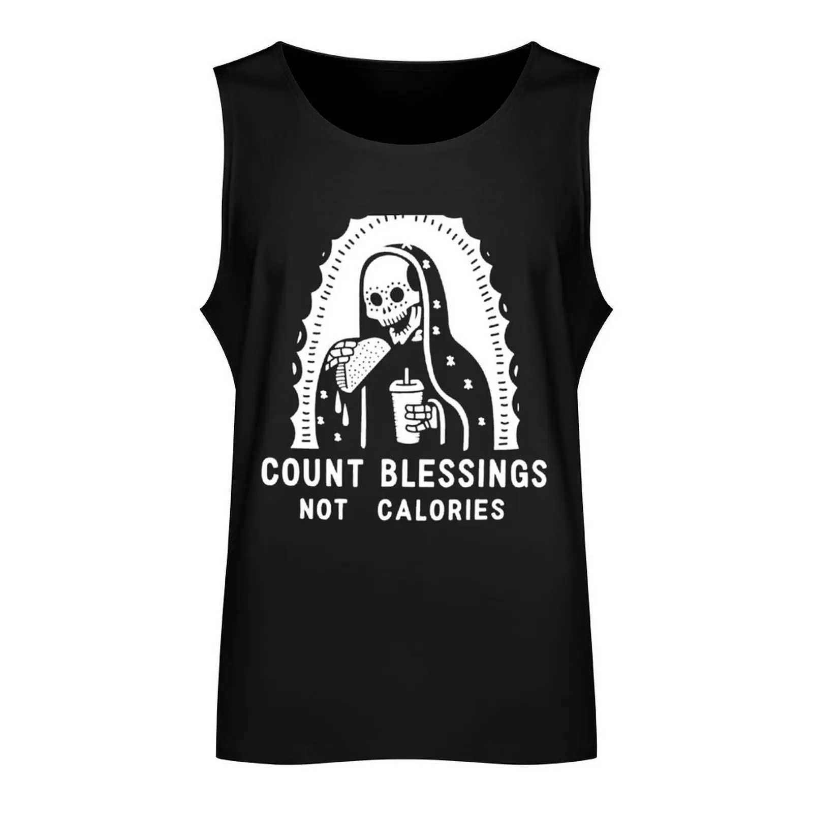 Count blessings no calories designer tank top mens sleeveless T-shirt bodybuilding shirt mens clothing X250324