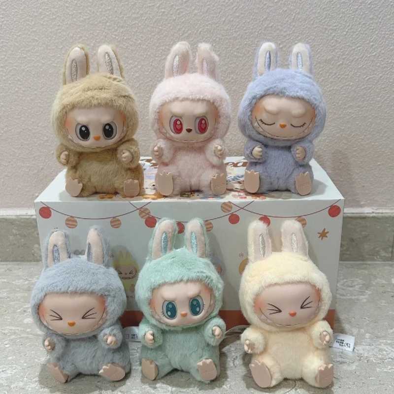 New Arrival Labubu comes with a seat and Macaron vinyl doll backpack decoration pendant for surprise blind box girls mysterious gifts T250324