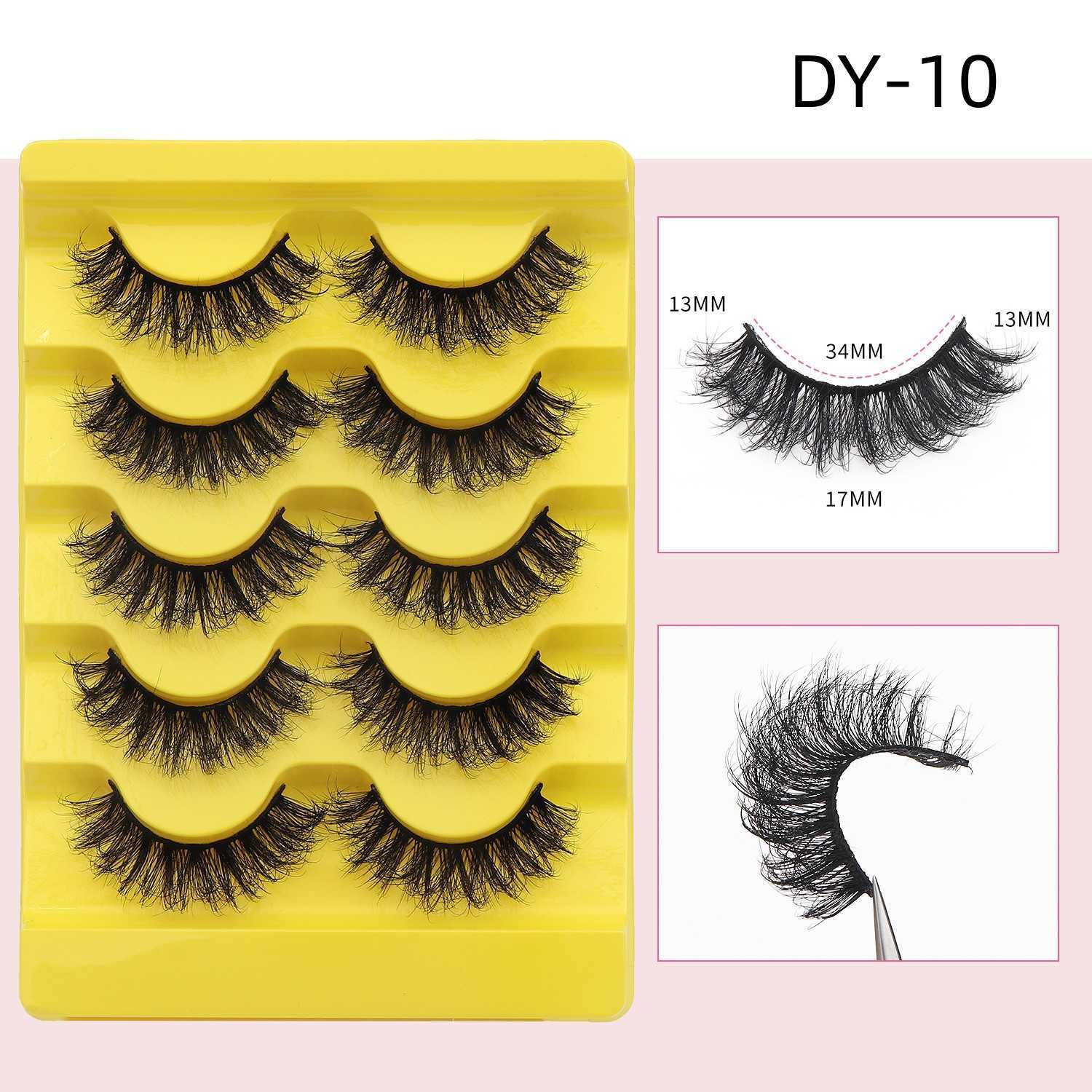 Five pairs of thick explosive eyelashes messy curled fluffy synthetic false eyelashes W250324