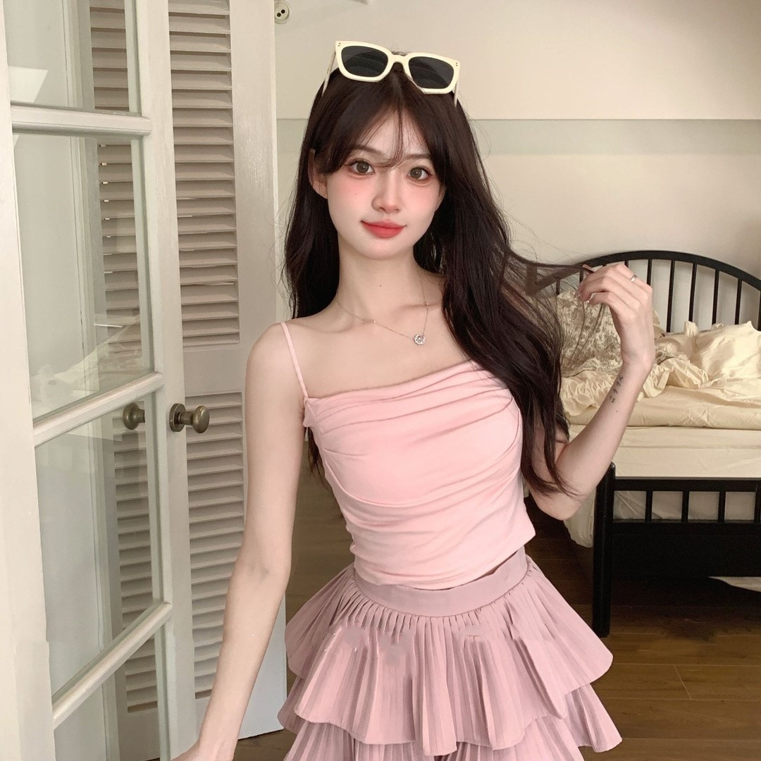 Pure Desire, Sweet And Spicy Pleated Cup Camisole With Cushion Vest Slimming Spicy Girl Beautiful Back Lingerie Inner Layer Strapless Wrapped Around