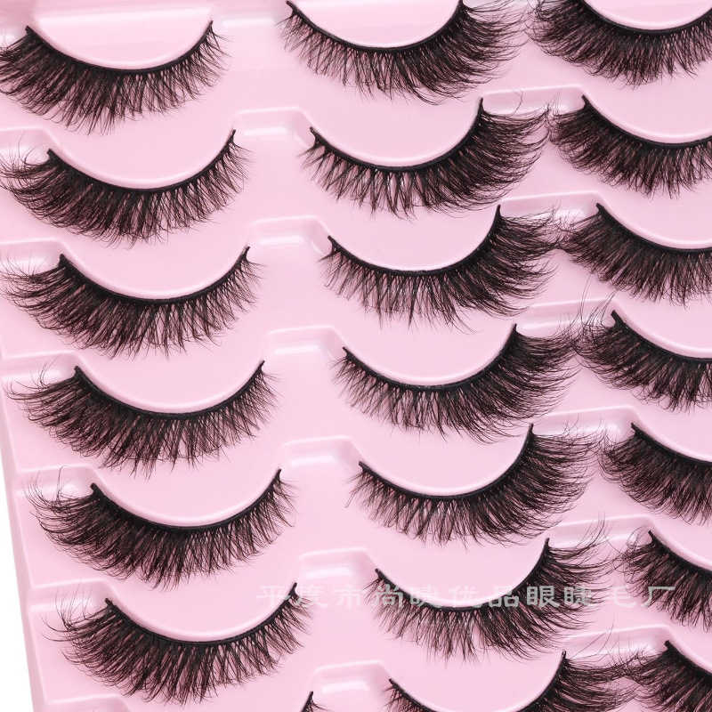 Wind 14 pairs of imitation mink explosive fur false eyelashes thick curly messy crossed flat eyelashes W250324