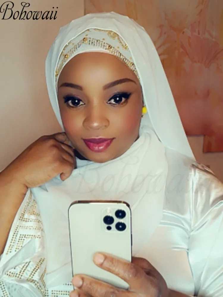 Muslim chiffon headscarf Turban gold glitter bead headscarf for Wan Ramadan Foard Mus Pour Femme long scarf X250324