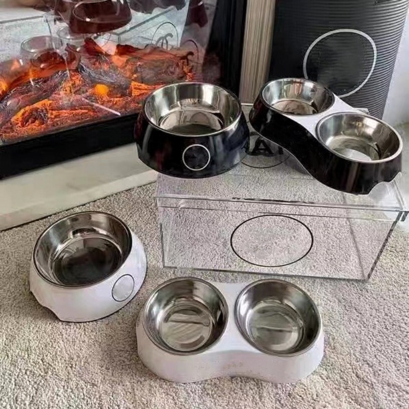 Pet Double Bowl Removable and washable Food Grade Non-slip Feeding Small Dog Trendy Bowl