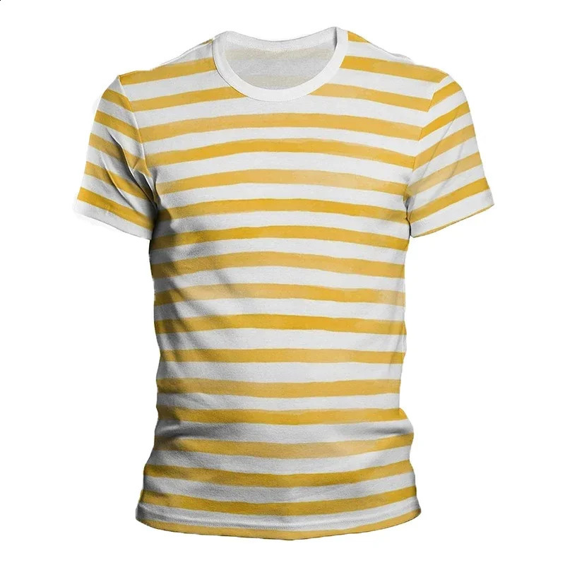 Simple Black White Color Stripe Line Printing T Shirt Summer Fashion Men Beach Tshirt Casual Sport Short Sleeve Tops Tee 250311
