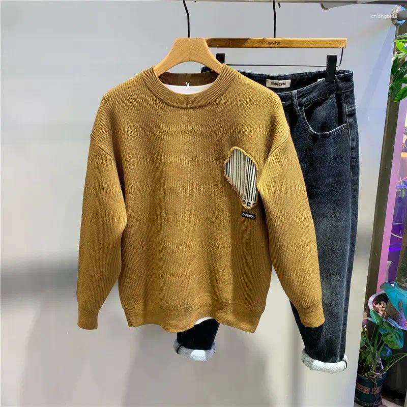 Designer Sweaters For Men: Autumn Winter Spliced Pullover Knitted - Fashionable, Warm & Versatile Mens Casual Sweater