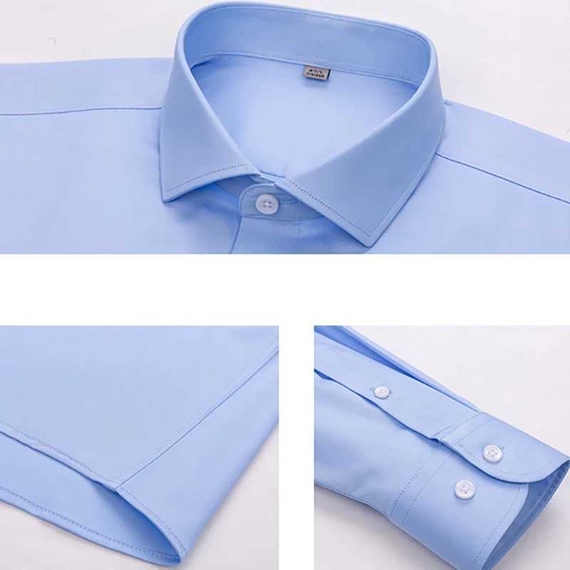 Windsor collar regular cuff dress fashionable mens long sleeved luxury business formal shirt solid easy care casual social X250324