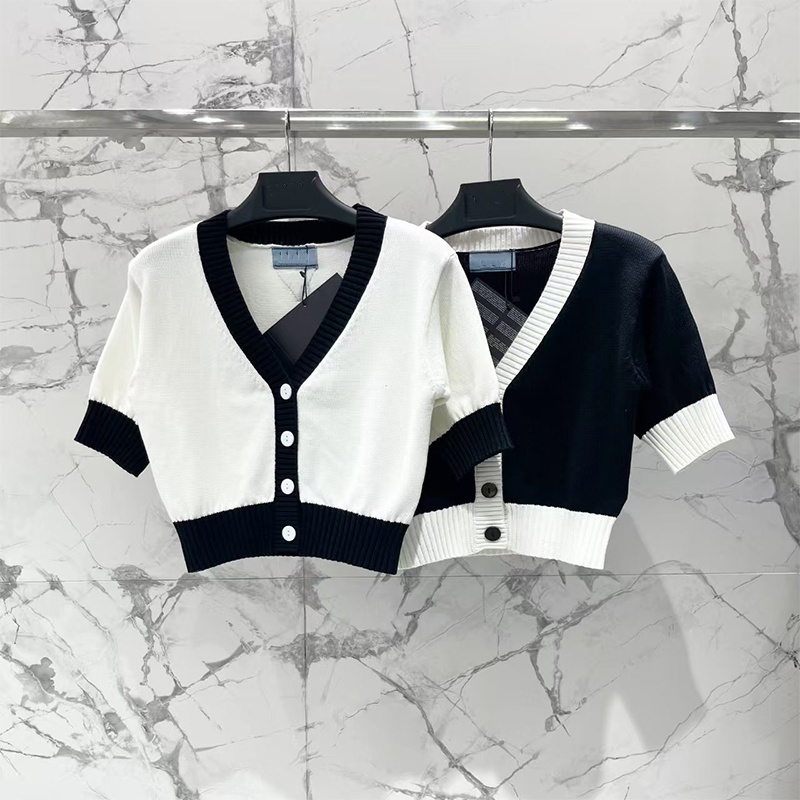 sweaters woman Designer sweater for women Luxury knitted short sleeve top summer T_short coat high waist crop thin coat knitted cardigan clothes sweaters Clothing