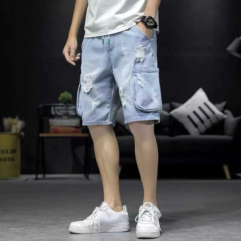 Bermuda Shorts Jeans Pants for Men with Pockets Mens Denim Shorts Cargo Baggy New In Cut Trend 2024 Buttons Retro Luxury Thin Sale T250603