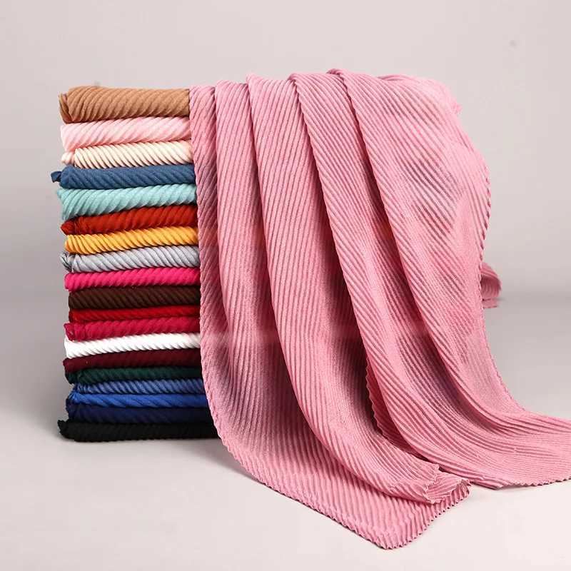 2022 new 180x90CM Muslim solid color folding striped warm headscarf warm fashion Oversi shawl ready turbo shawl X250324