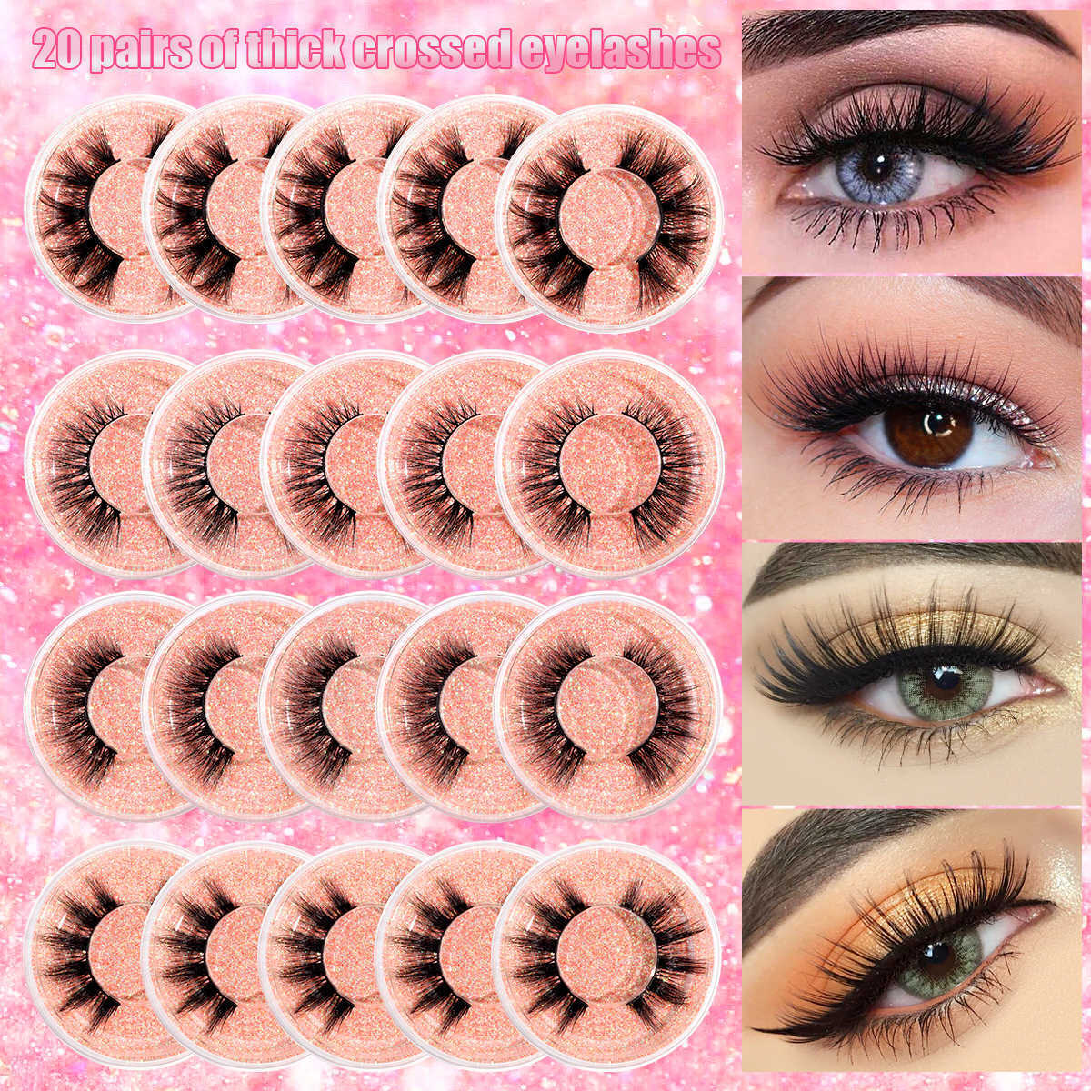 20 box combination set of thick and exaggerated false eyelashes thick eyelashes naturally curled eyelashes and curled eyelashes W250324