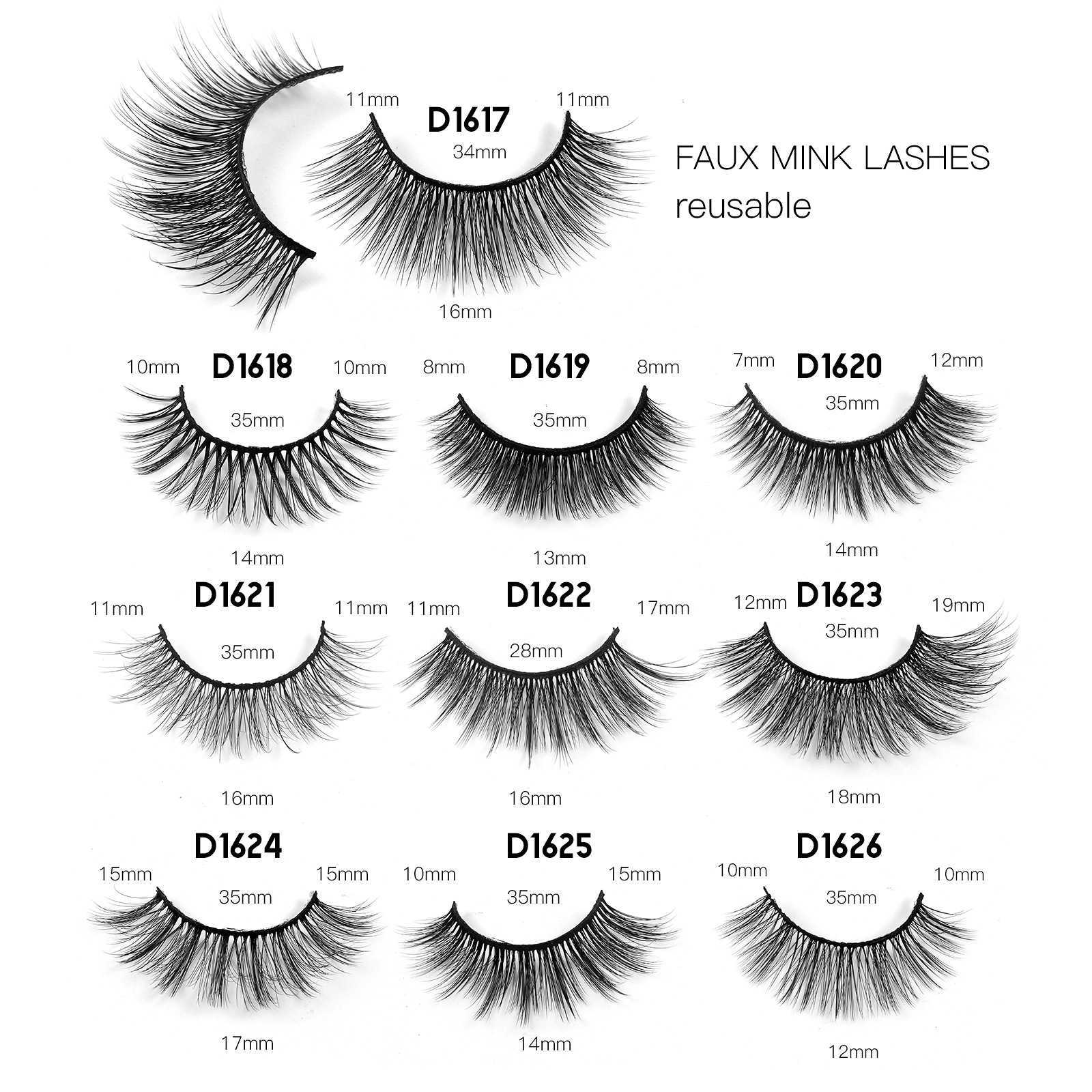 New 3D synthetic false eyelashes set thick curly messy simulated eyelashes W250324