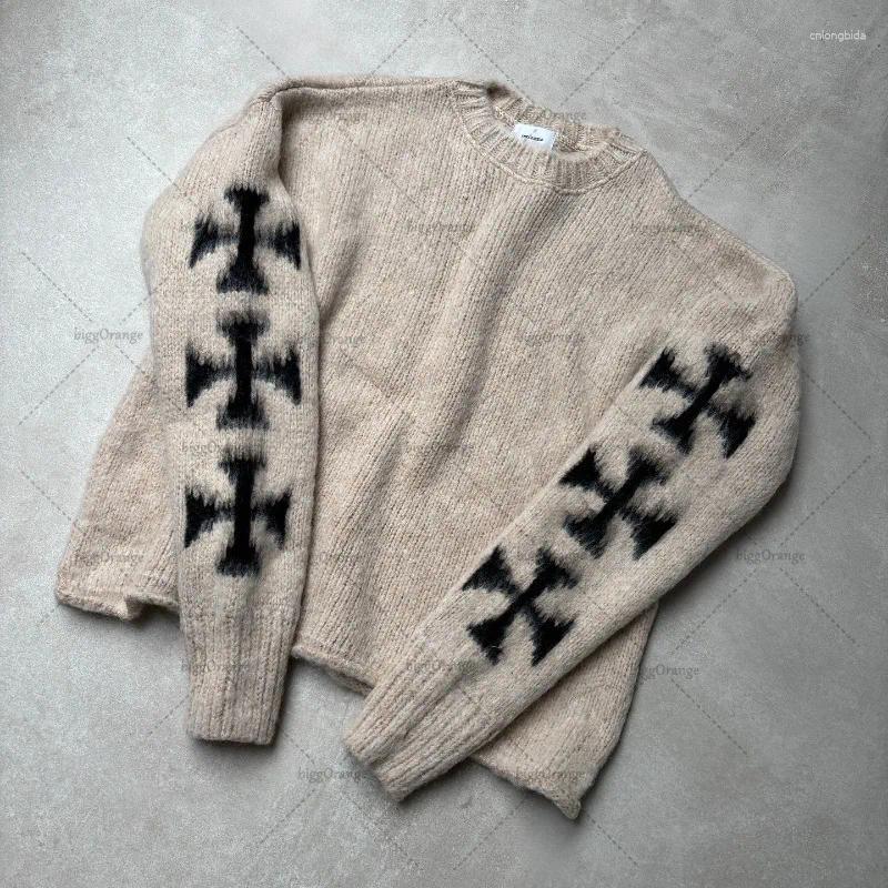 Men's Sweaters American Y2K Street Haruku Sweater Gothic Punk Cross Personality Clothing Fashionable Round Neck Long-sleeved Tops Couples
