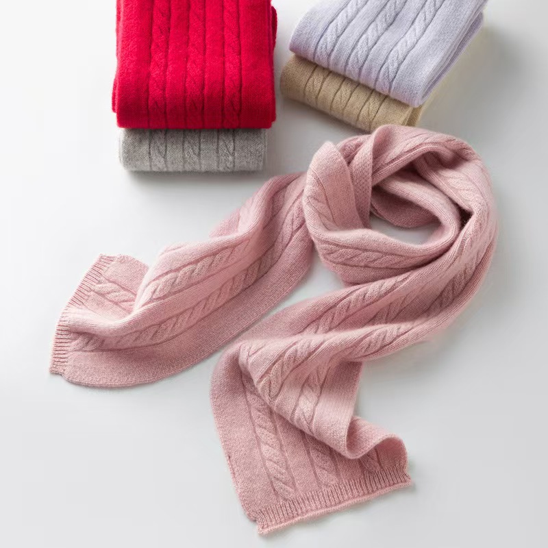 T345 cashmere 2025 autumn and winter new unisex twisted all-match twisted knitted long scarf warm neck scarf
