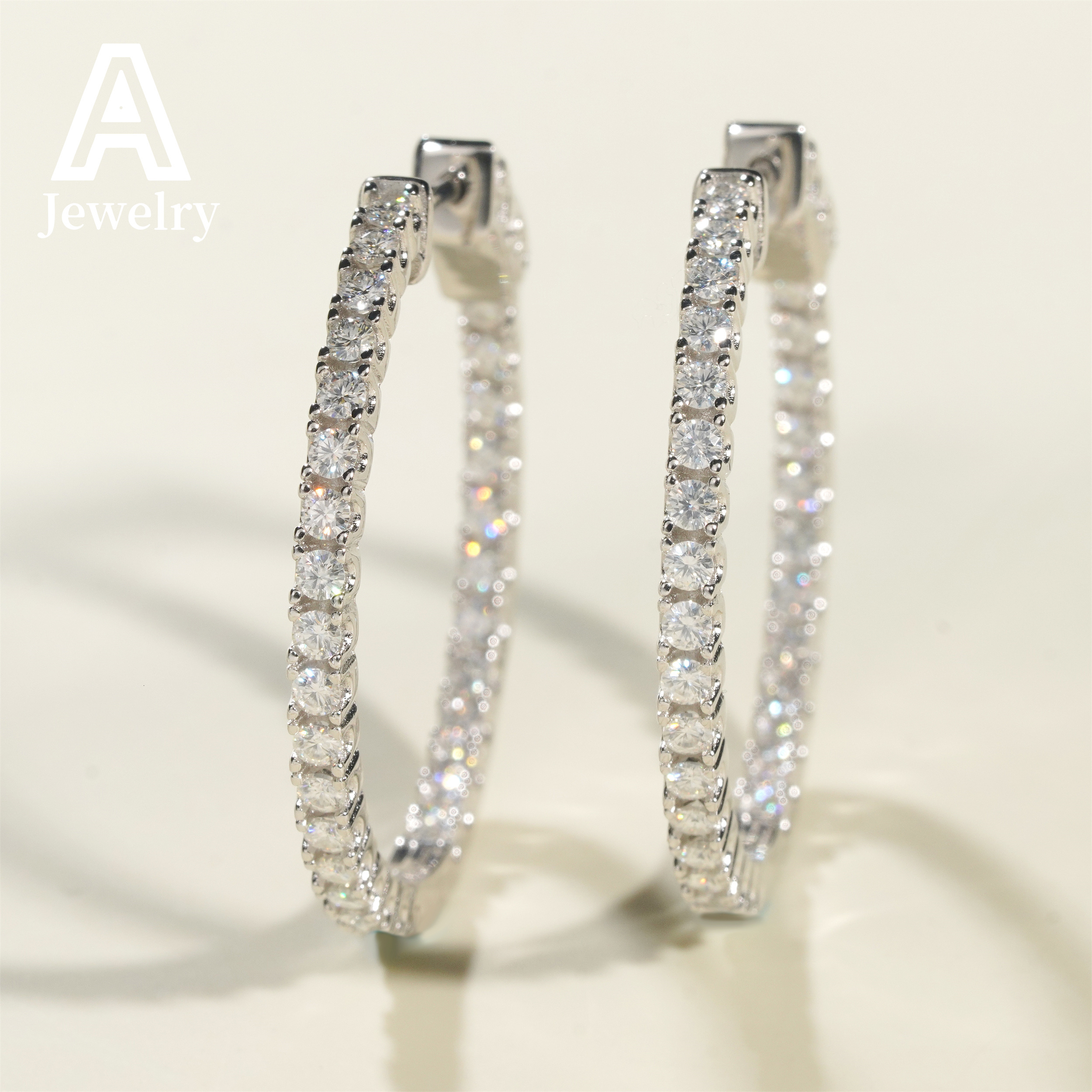 925 silver Europe and the United States new round Moissamite earrings hip hop simple personality earrings for men and women