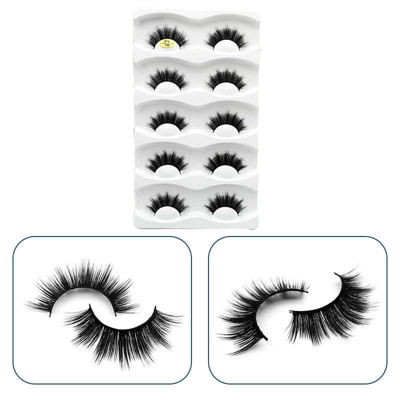 Thick and exaggerated five pairs of fake eyelashes with three-dimensional curling and multi-level little devil cartoon eyelashes W250324