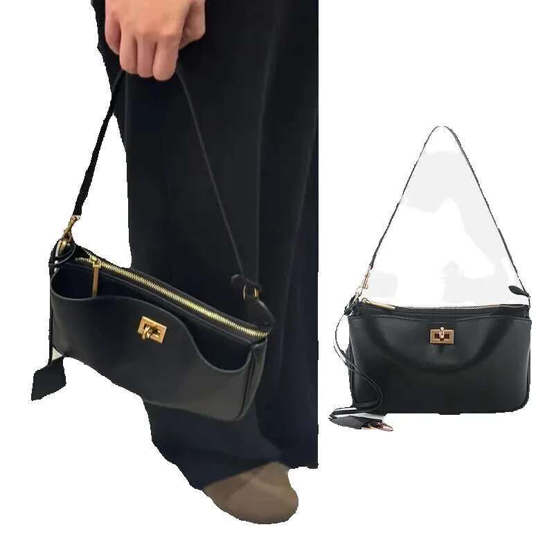 2024 New Cowhide B Home Lock Underarm Premium Leather Handheld Crossbody Women's Bag Simple Commuter The Single Shoulder Bag