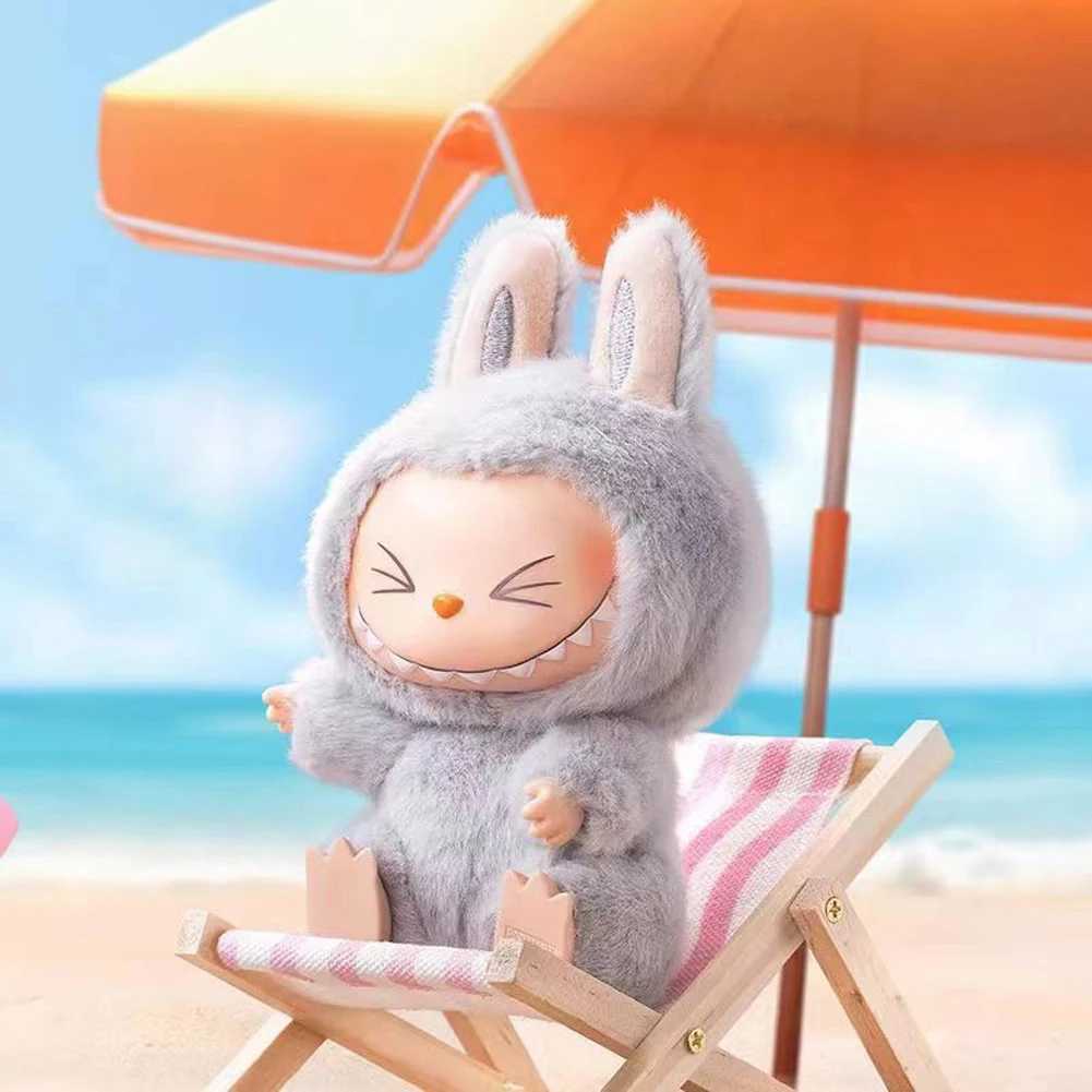 Monster Labubu Sitting down Party Series Heartbeat Macaron Doll Kawai Guessing Bag Model Bag Keychain Series Decoration M250324