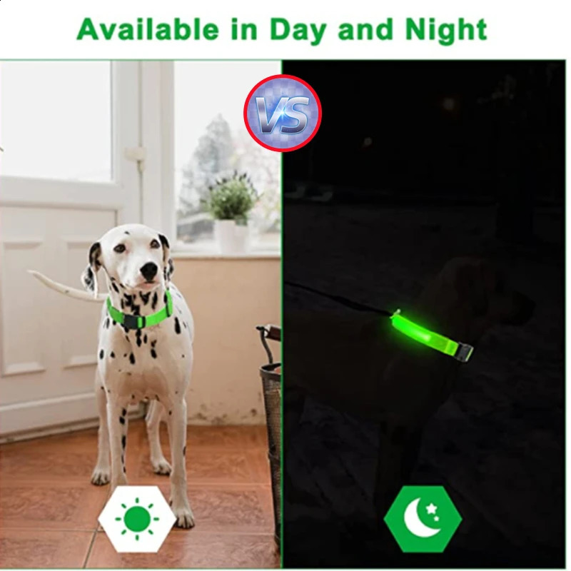 USB Rechargeable Luminous Collar Adjustable Led Glowing Dog Collar for Large Small Dogs Cat Night Light Collar Pet Safety Harnes 250320