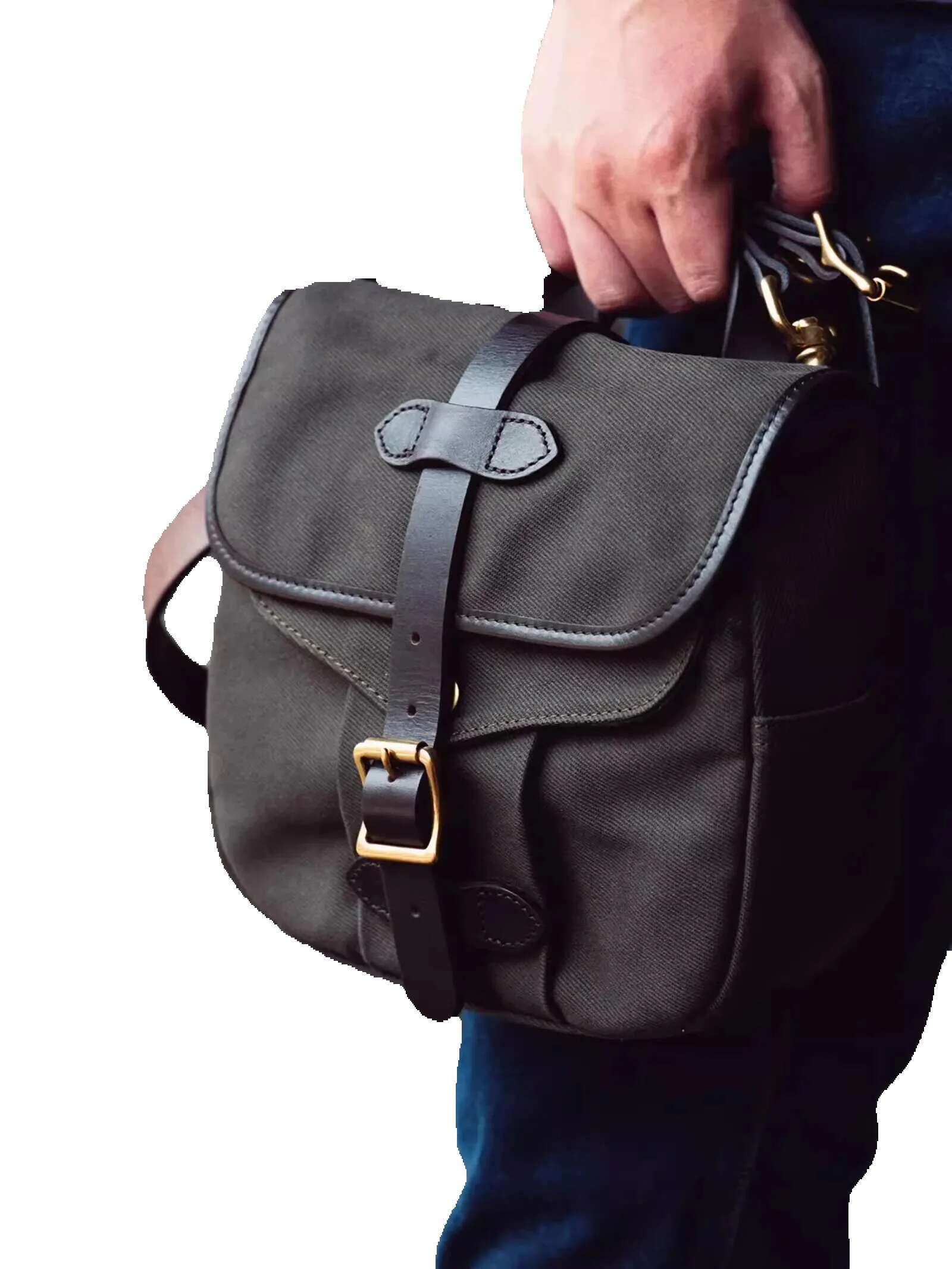 Oil Waxed Canvas & Vegetable Tanned Leather 24*22Cm American Vintage Crossbody Bag