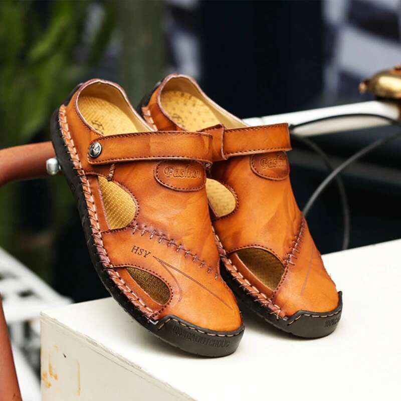 Summer Sandals Brand Genuine Leather for Classic Roman Shoes Outdoor Sneakers Beach Rubber Men Trekking sandalias