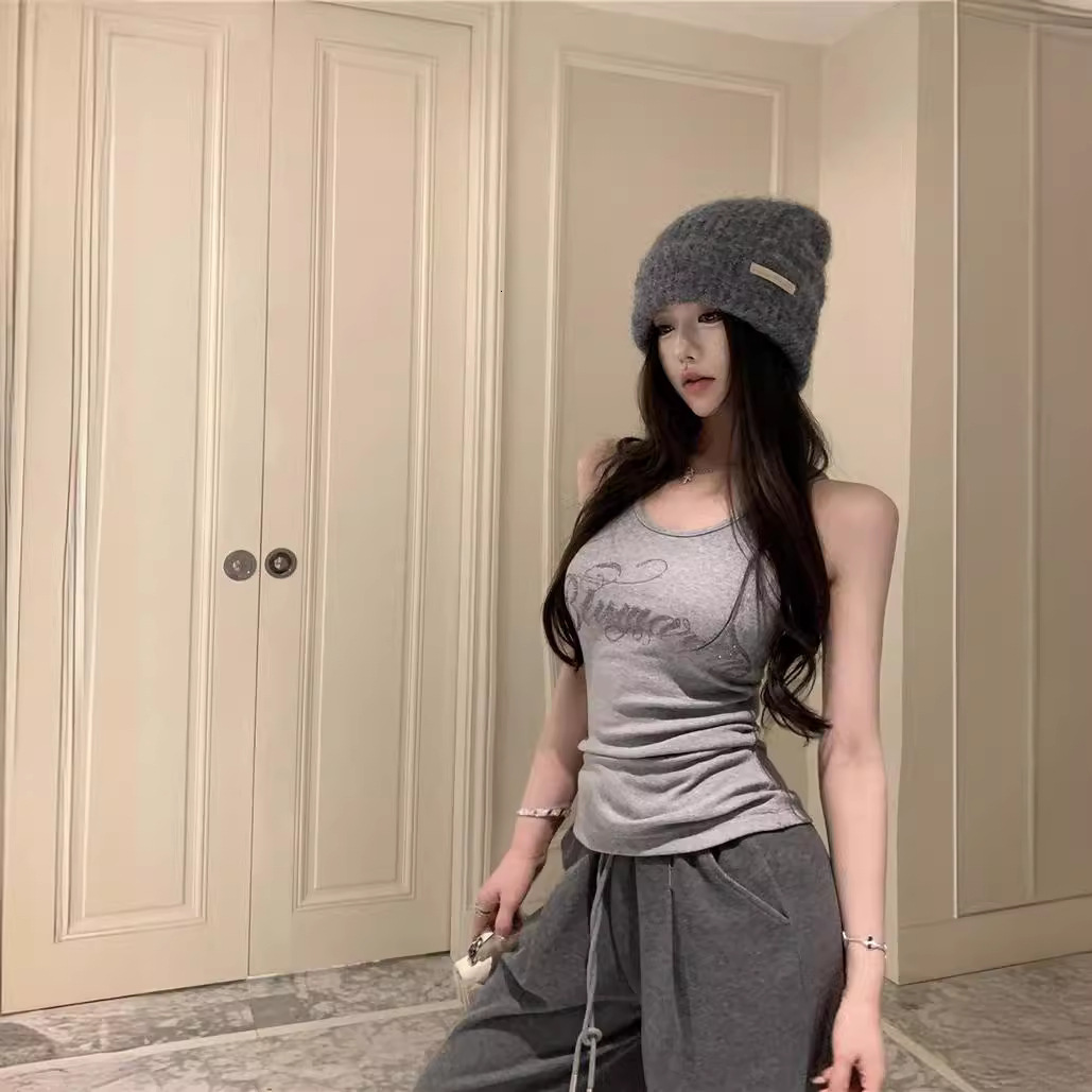 Sparkling Diamond Tight Fitting Slimming Versatile Casual Vest Top Women's Summer New Sexy Hot Girl U-neck Suspender