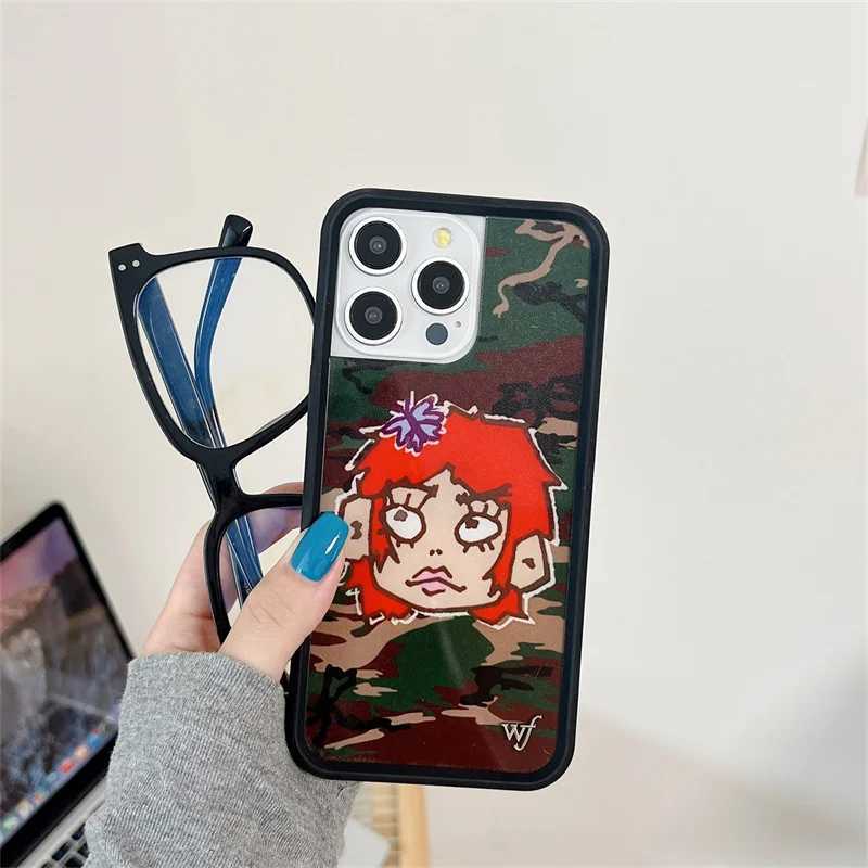Wildflower 3D Mushro ry Wild Girl Phone Case for iPhone 15 14 13 12 16 Pro Max Plus ins WF Metal Cartoon Cover Funda Z250324