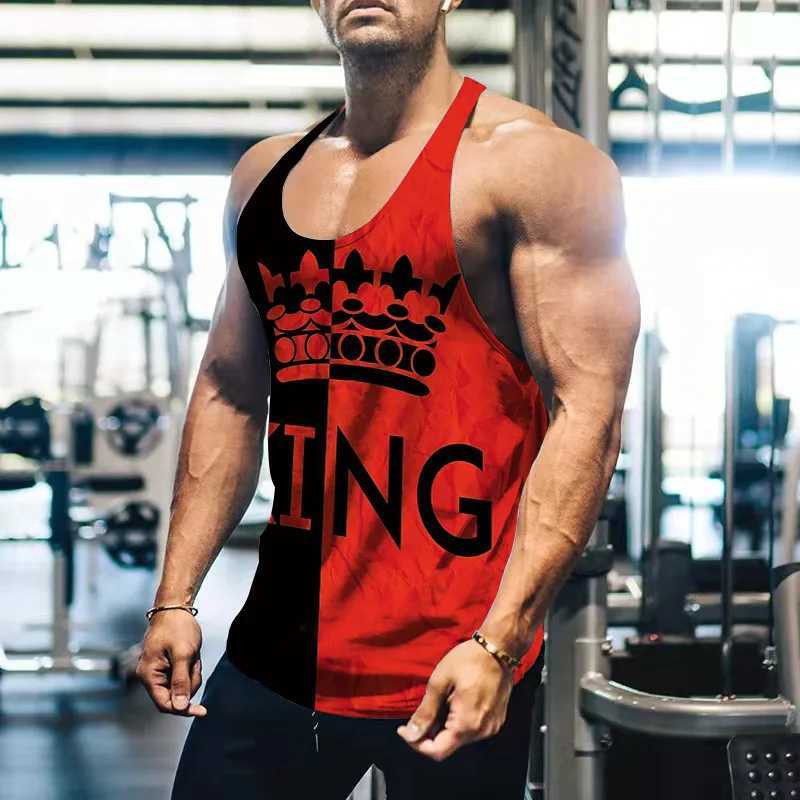 Mens accessories KING printed vest 3D fashion cool gym sports vest mens outdoor fitness oversized mens clothing sleeveless shirt X250324