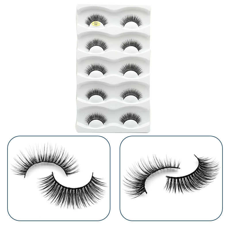 Thick and exaggerated five pairs of fake eyelashes with three-dimensional curling and multi-level little devil cartoon eyelashes W250324