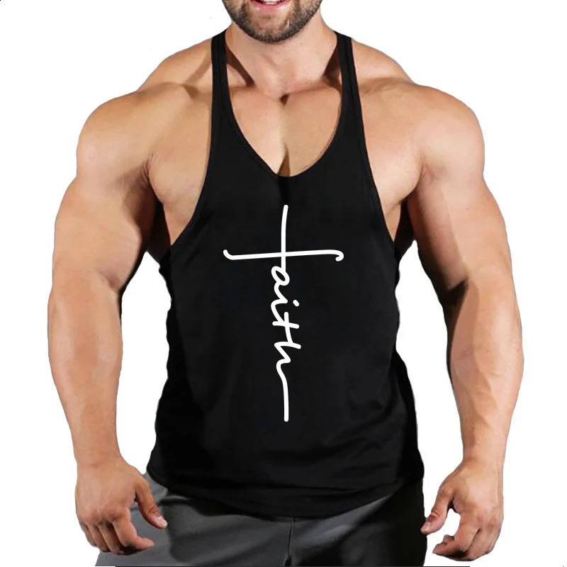 mens cotton tank tops shirt gym fitness vest sleeveless male casual bodybuilding sports man Workout clothes clothing 250324