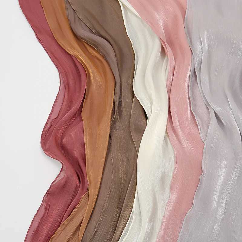 The latest shimmering pleated chiffon headscarf shawl wrap solid color Muslim headscarf foard scarf Malaysian headscarf X250324
