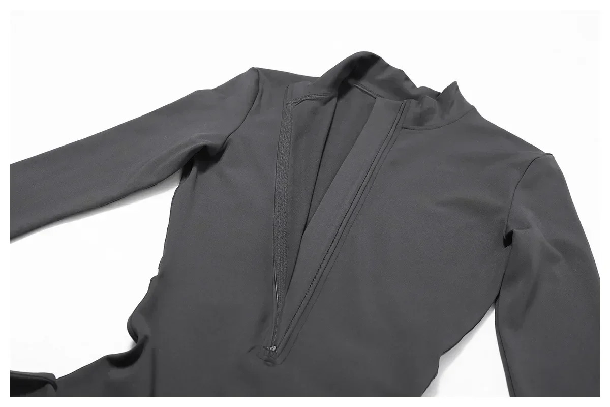 Autumn and winter sports jumpsuit womens shirt long sleeved zipper warm gym fitness full body yoga exercise suit onepiece set 250324Z