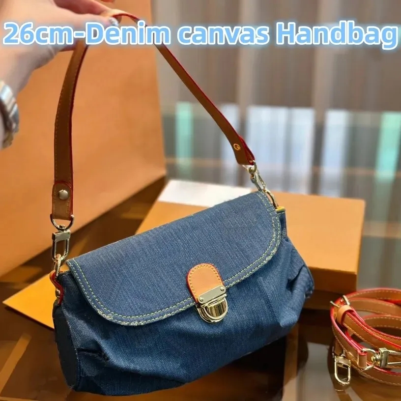 blue Denim Vintage Designer Shoulder Bag Women Tote Bags Handbag travel bag Flower Underarm Bag Print Purse